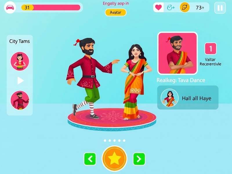 Garba Groove Master gameplay screenshot showing colorful Garba dance moves